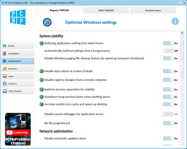 Optimize your PC using the registry