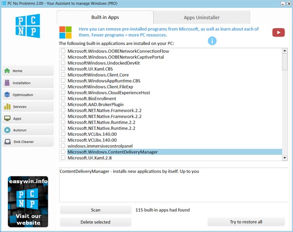 Removing built-in applications