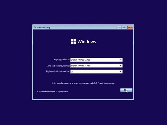 Windows 11 installation starts Windows 11 installation starts